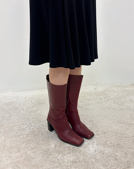 Vintage 90's deep red square toe boots