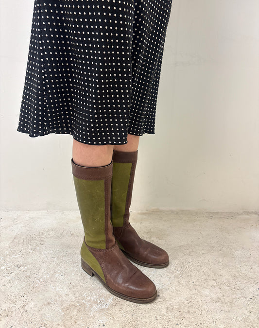 Vintage 90's brown and green boots