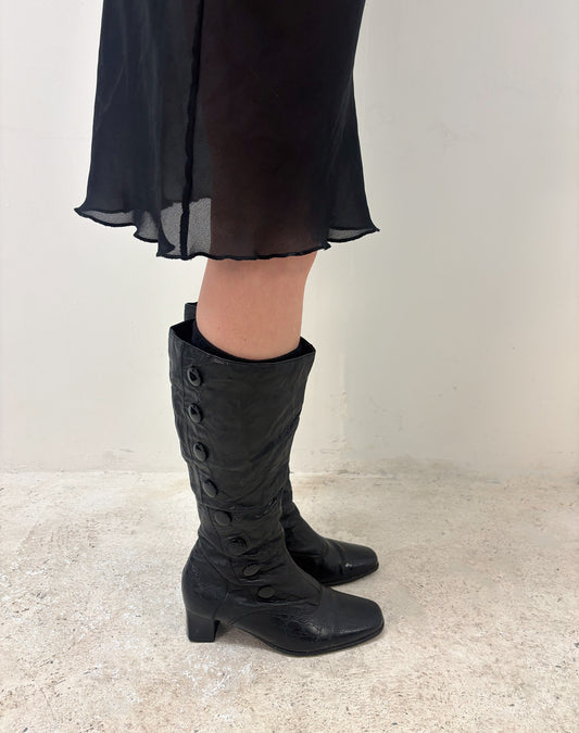 Vintage 90's black button boots