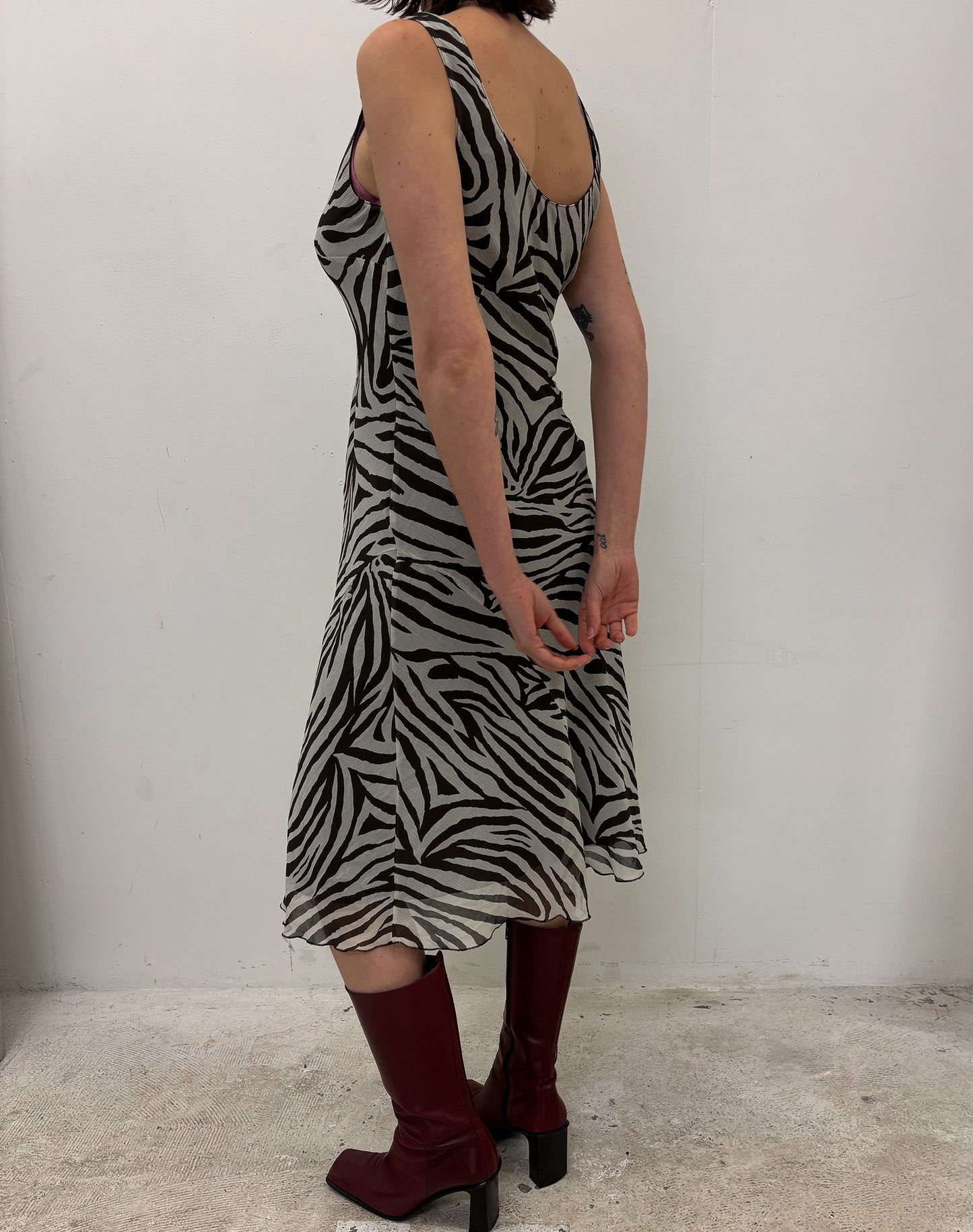 Vintage zebra print midi dress