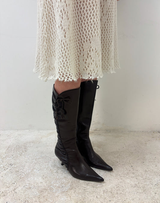 Vintage 00's brown bow boots