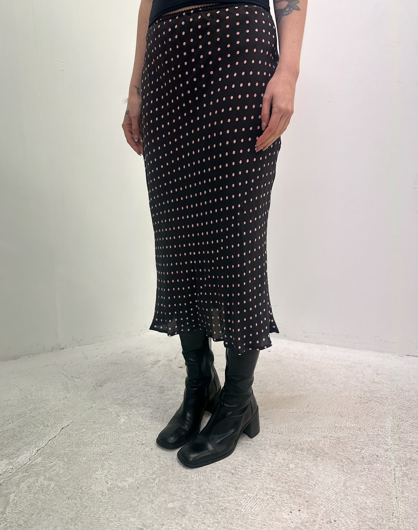 Vintage polka dot midi skirt