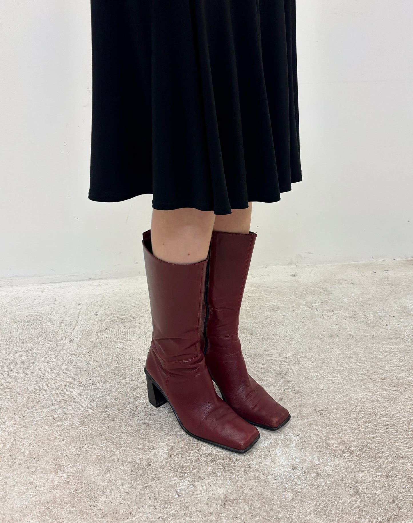 Vintage 90's deep red square toe boots