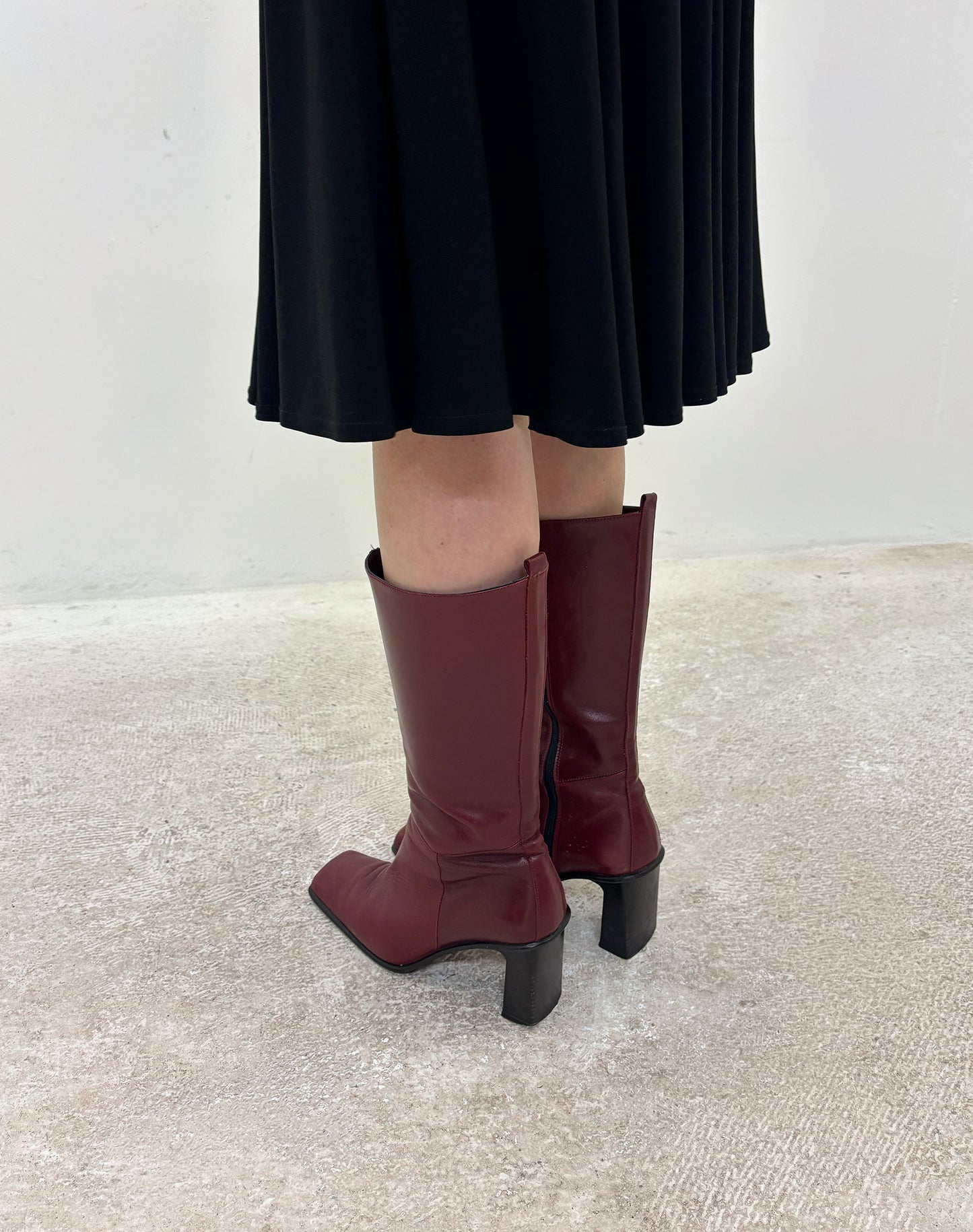 Vintage 90's deep red square toe boots