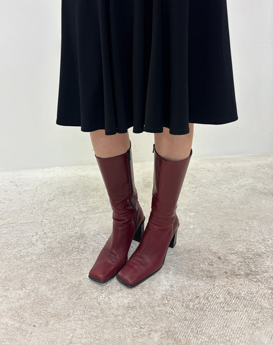 Vintage 90's deep red square toe boots