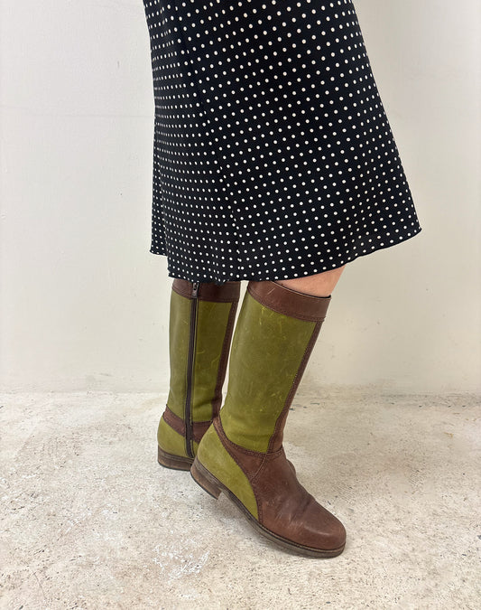 Vintage 90's brown and green boots