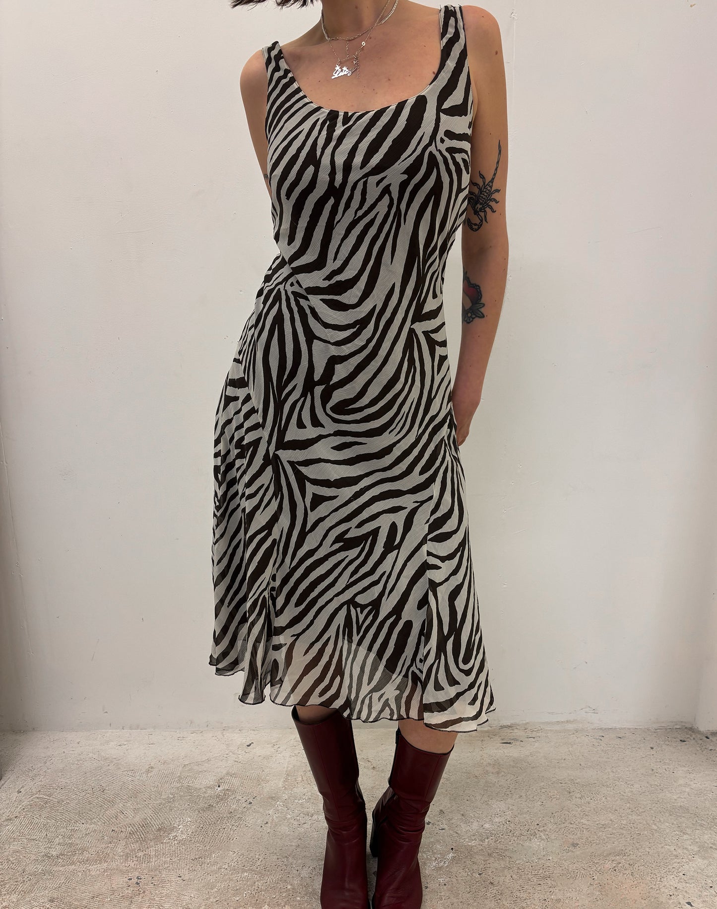 Vintage zebra print midi dress