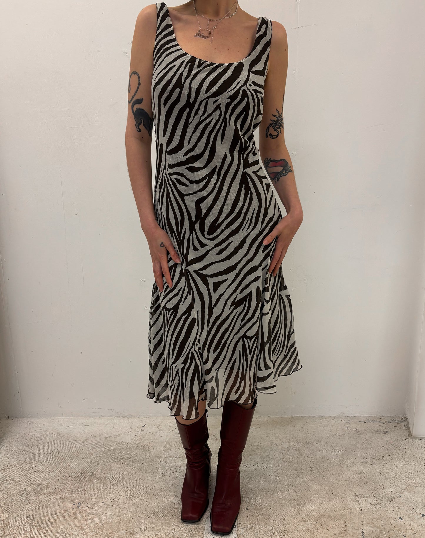 Vintage zebra print midi dress