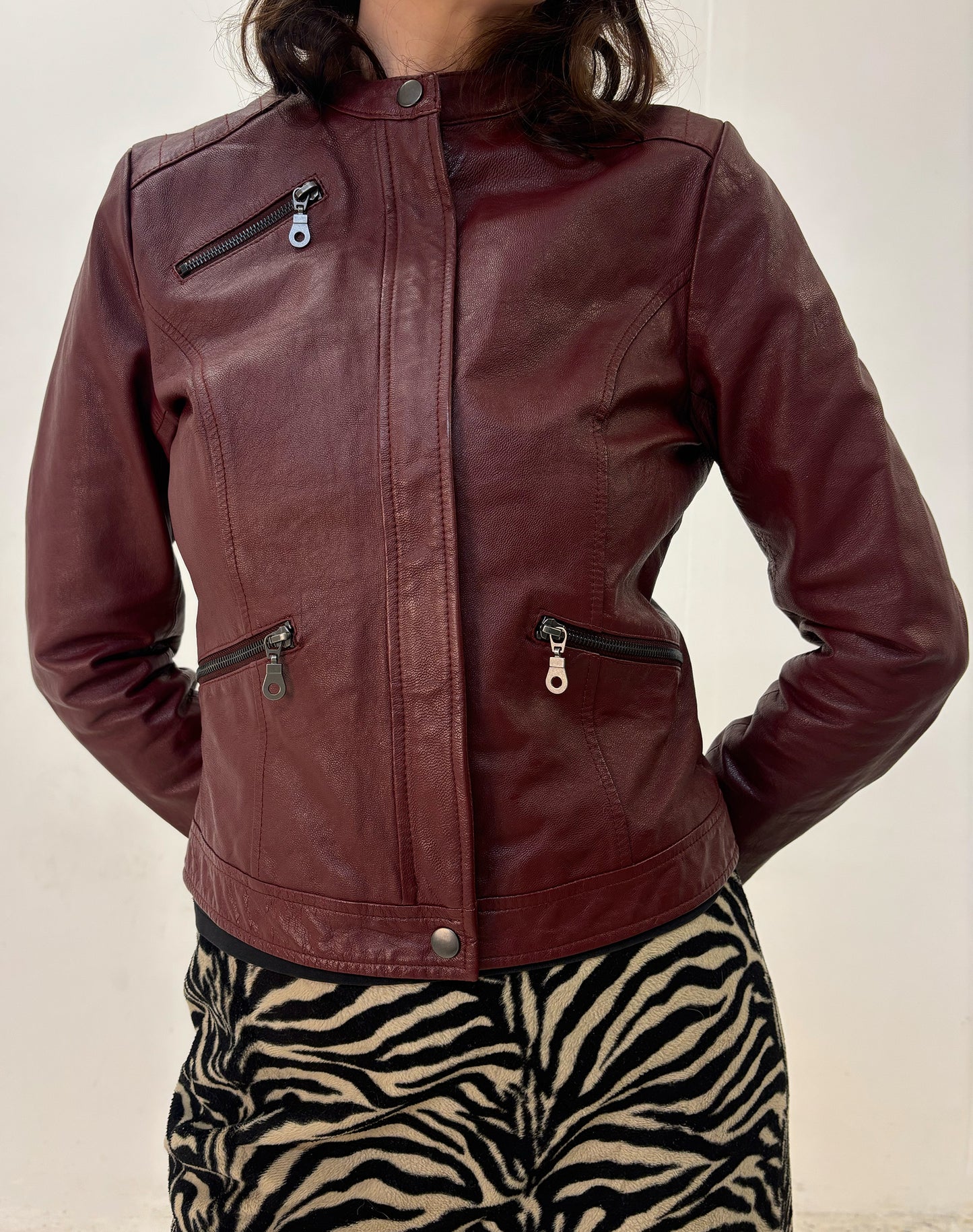 Vintage burgundy leather jacket