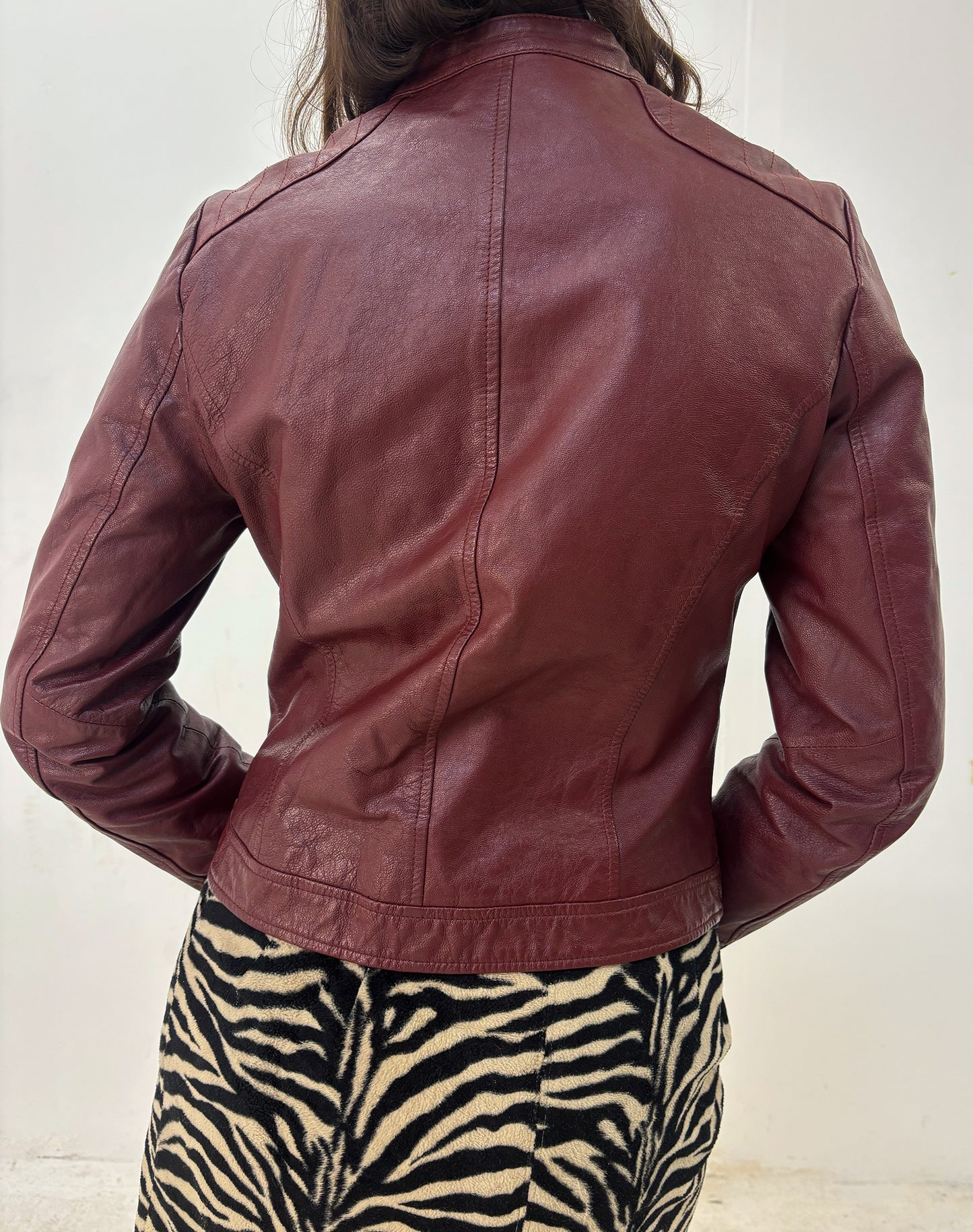 Vintage burgundy leather jacket