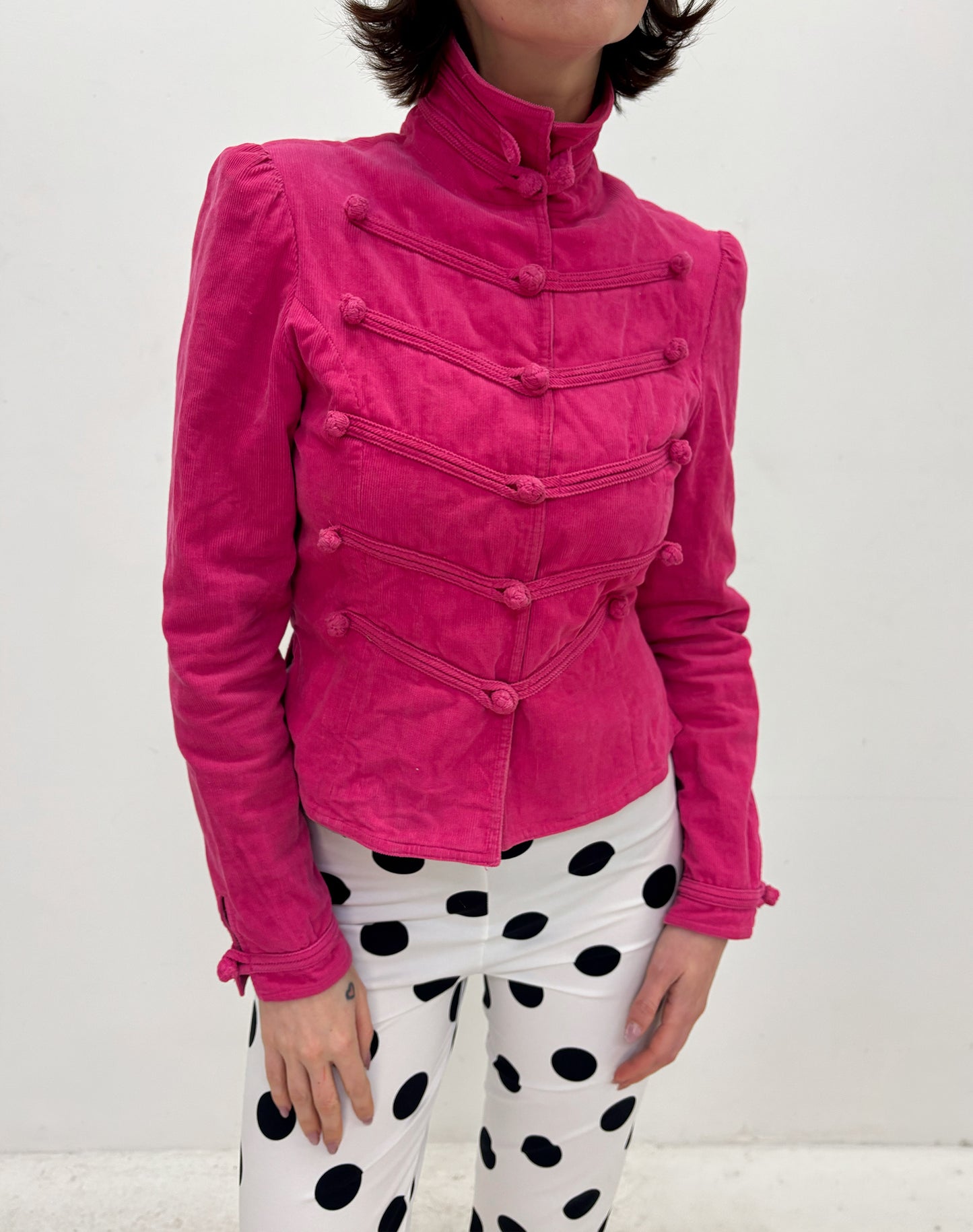 Vintage pink corduroy military jacket