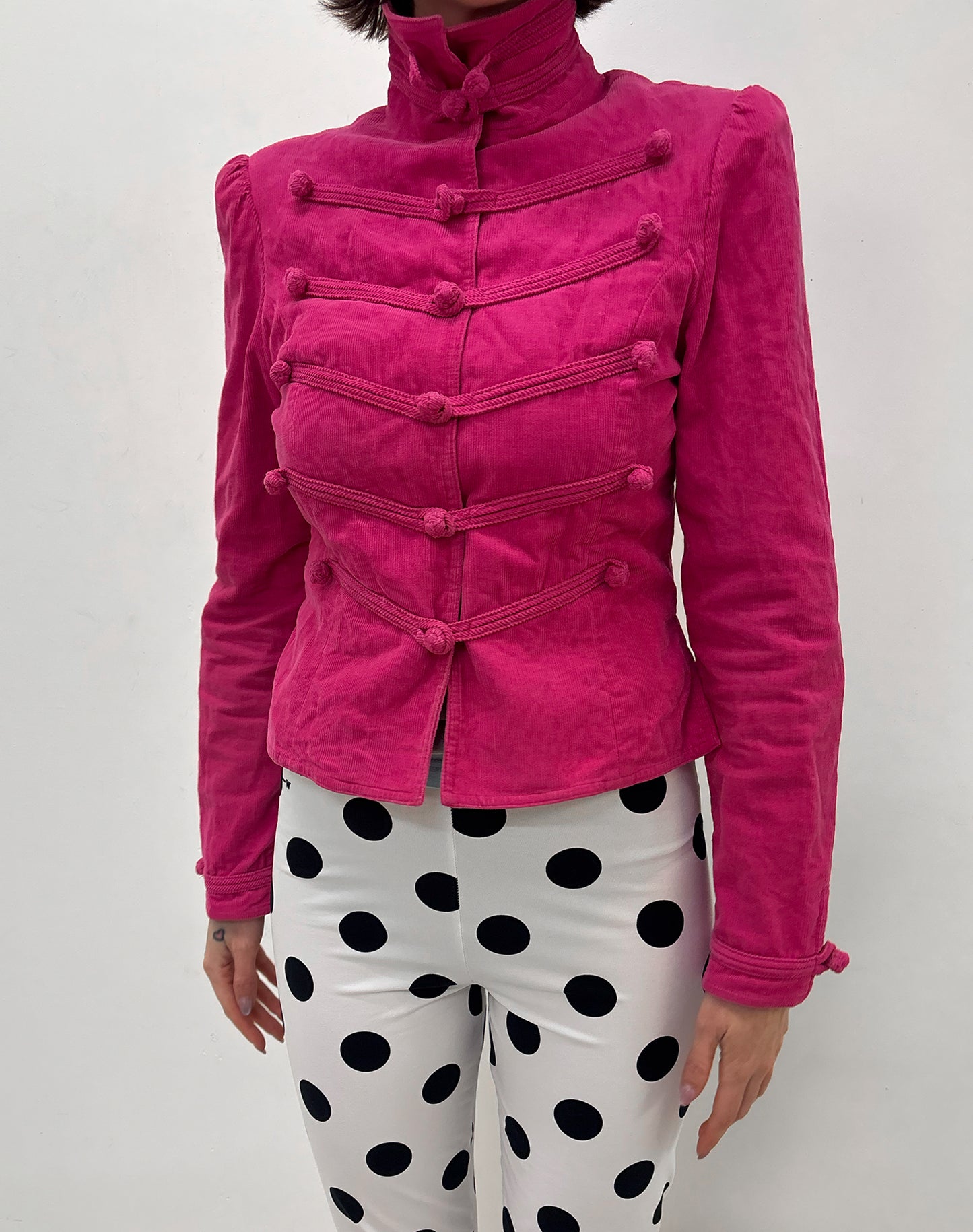 Vintage pink corduroy military jacket