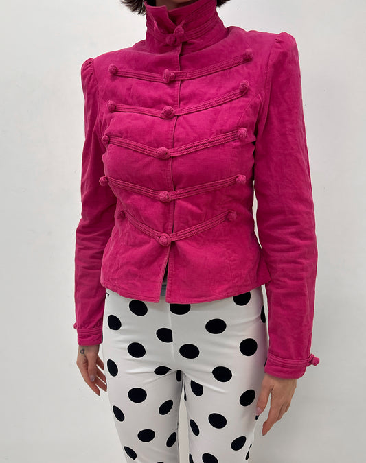 Vintage pink corduroy military jacket