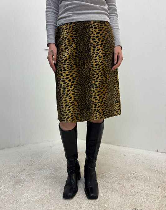 Vintage leopard print midi skirt