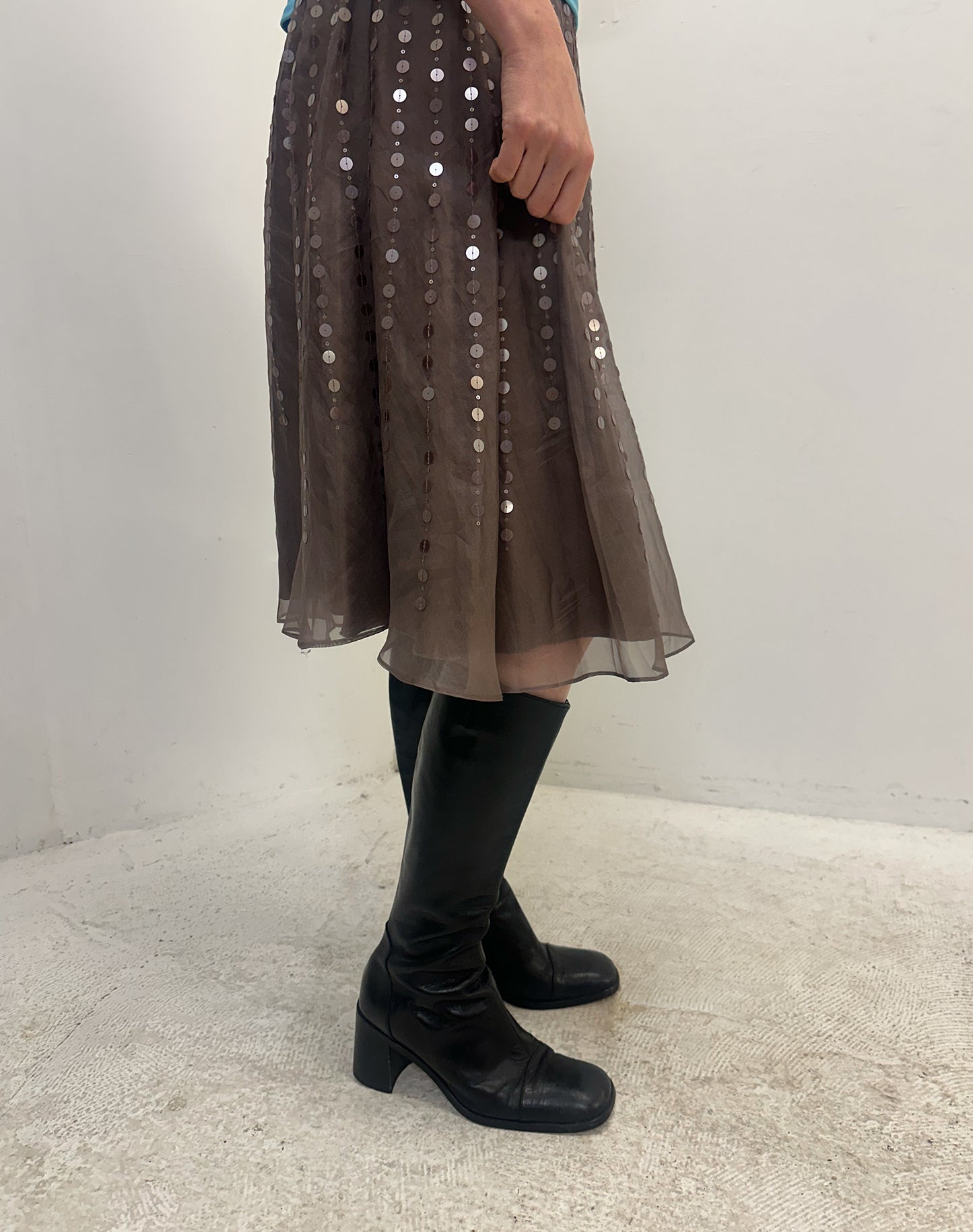 Vintage brown sequin midi skirt