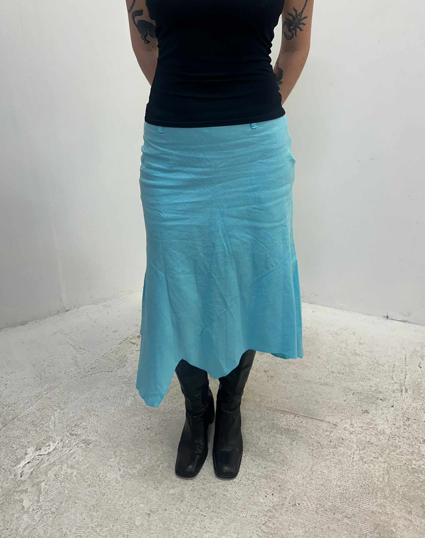 Vintage turquoise midi skirt